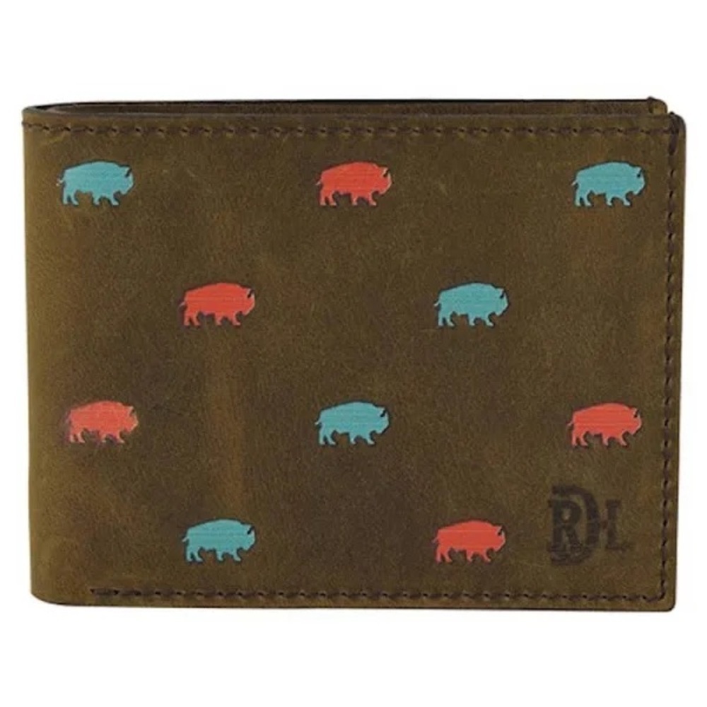 Red Dirt Bifold Wallet Bison Pattern